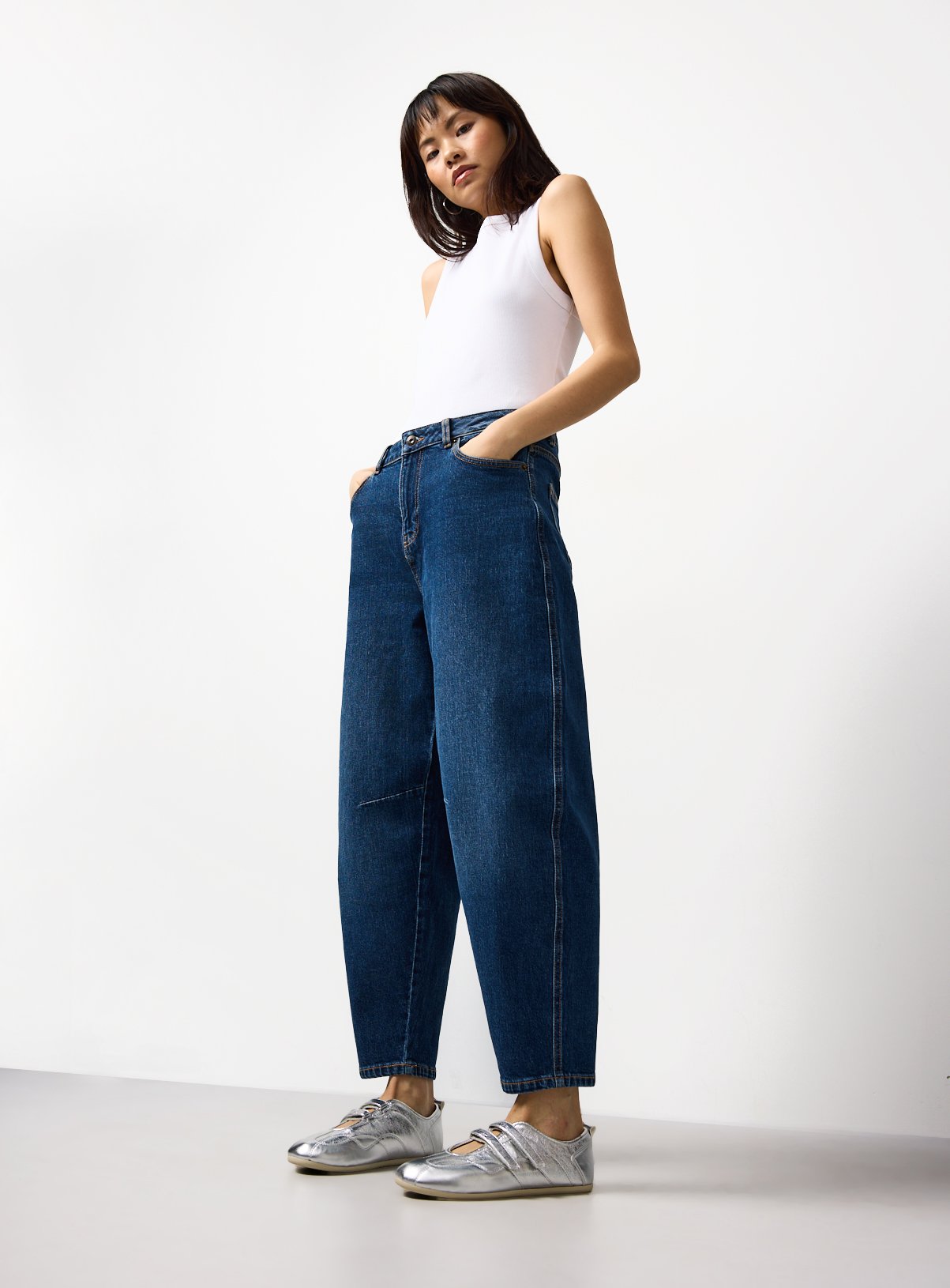 Dark Denim Barrel Leg Co-ord Jeans 14S - Image 2 thumbnail
